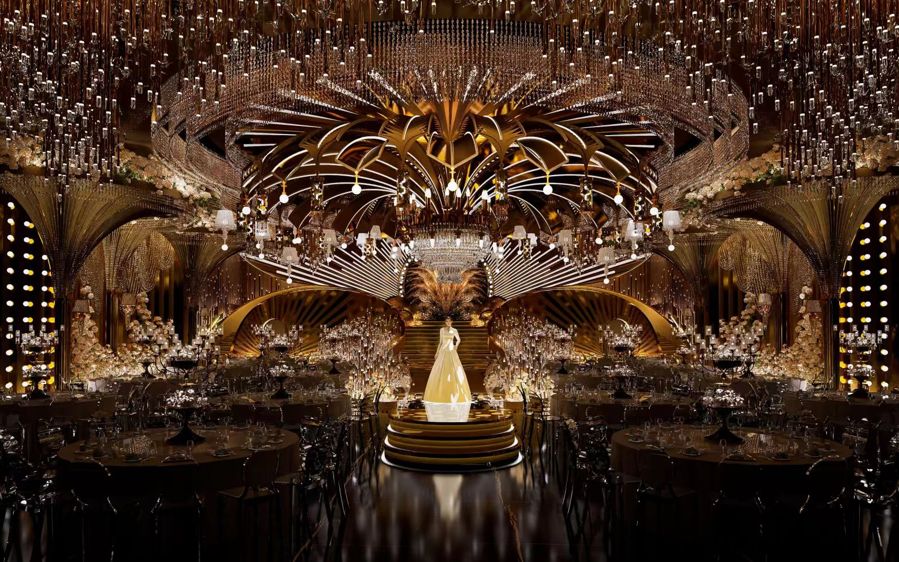 Warm gold wedding venue