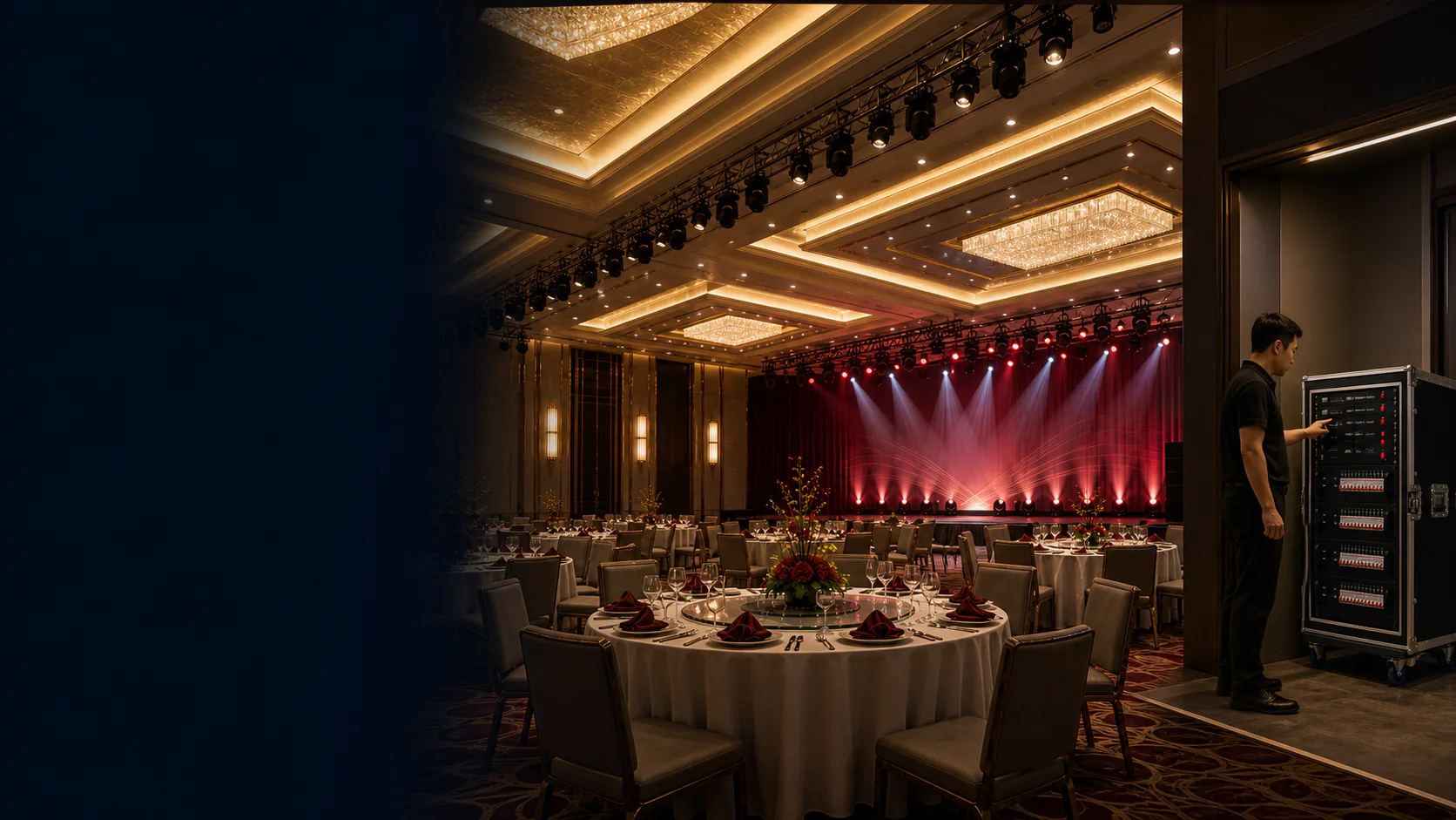 Ballroom retrofit retaining compatible existing fixtures